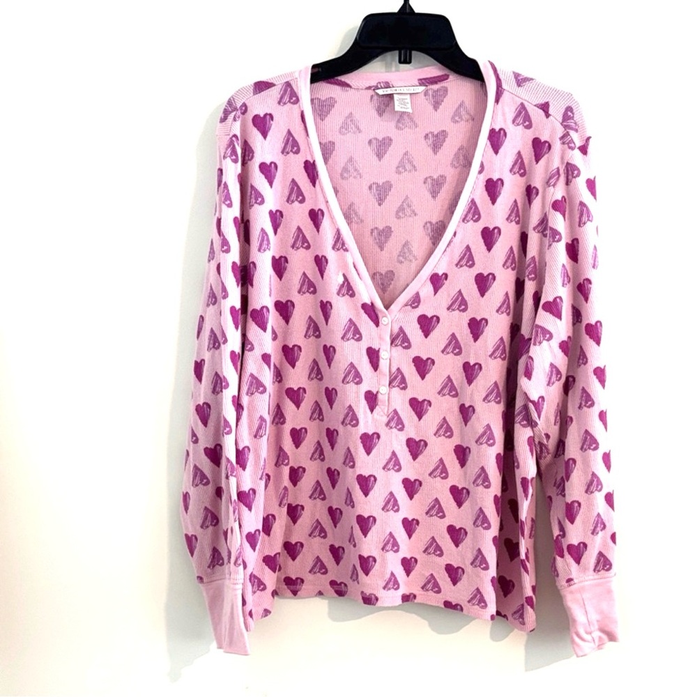 Victoria's Secret Size XXL Cotton Purple Heart Comfort Night Top Patterned Top💕